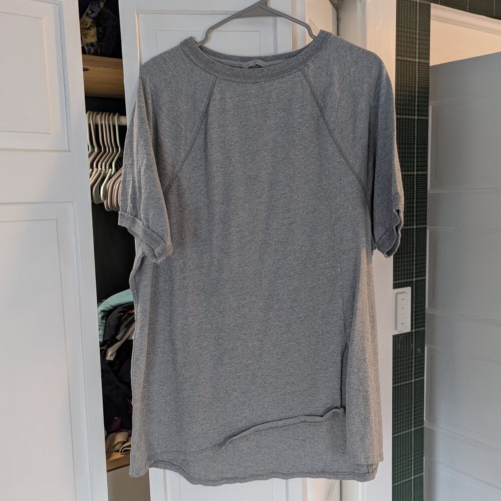 Free People Movement Terry Grey Heather Running Yoga Exercise Top Tee XS Small